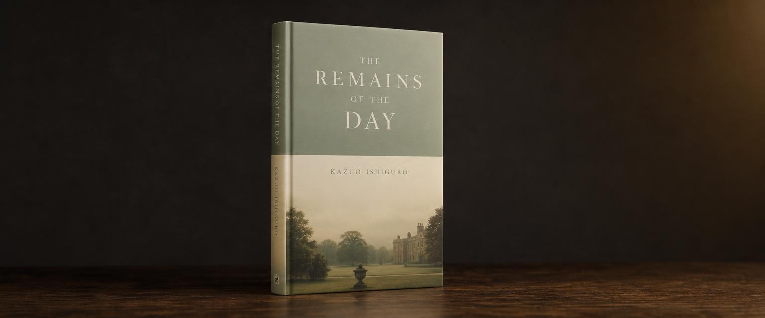 3D mock-up of the book cover for The Remains of the Day by Kazuo Ishiguro
