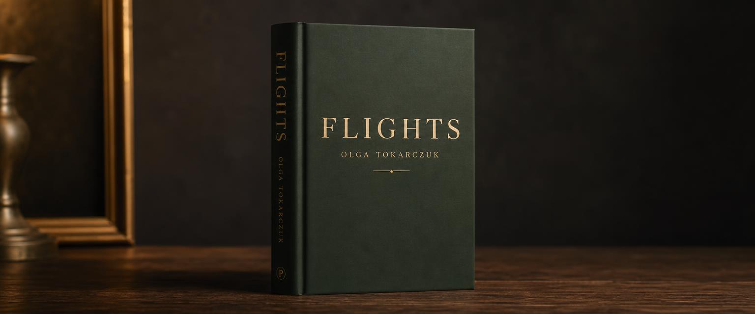 3D mock-up of the book cover for Flights by Olga Tokarczuk